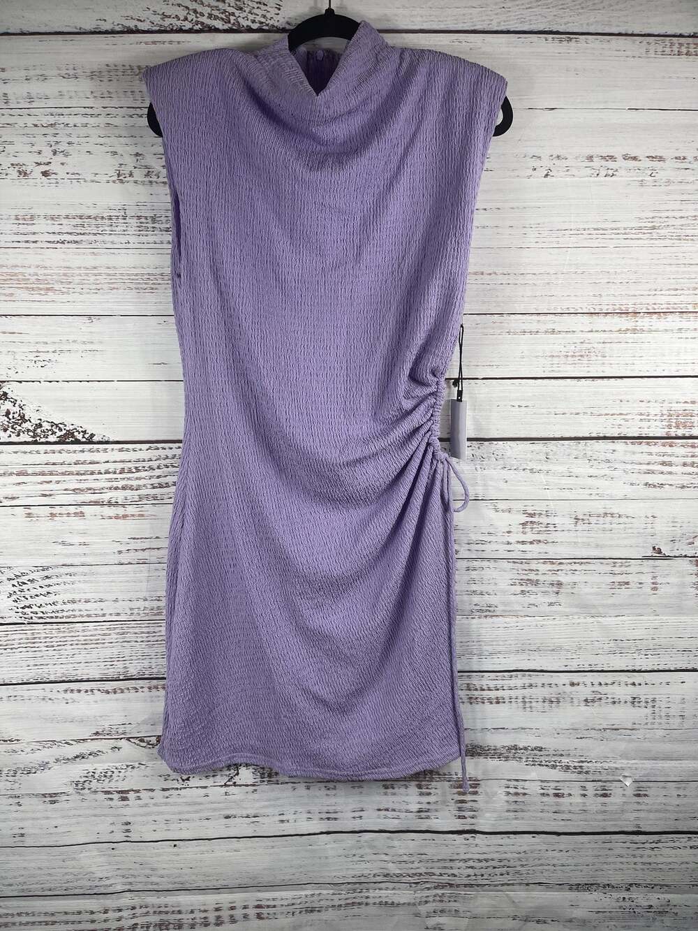 ASTR The Label Dress Women's XL Lavender Ruched Sleeveless Crinkle Mini New